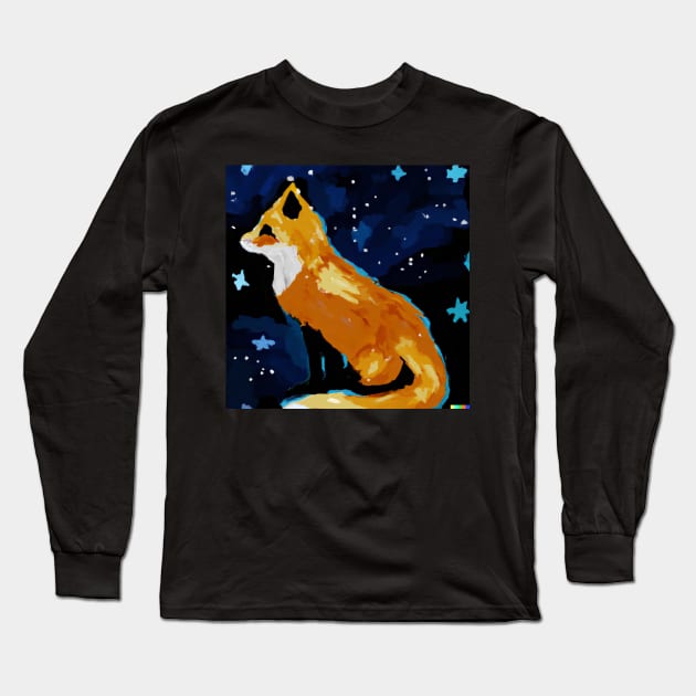 Cute Fox Art Long Sleeve T-Shirt by Siddharth k 